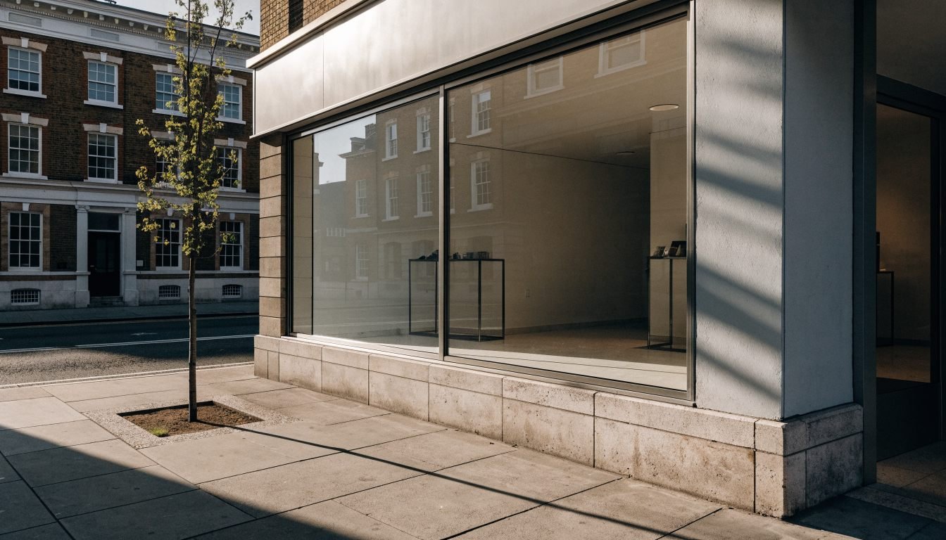 New toughened glass shopfront on a London high street